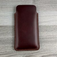 Bao da rút iphone 7 plus/ 8plus classic da bò sáp màu nâu đỏ đậm