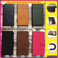 Bao da Samsung Galaxy A03 chất liệu da sang trọng, có ngăn đựng thẻ siêu tiện dụng
