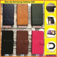 Bao da Samsung Galaxy A03 chất liệu da sang trọng, có ngăn đựng thẻ siêu tiện dụng