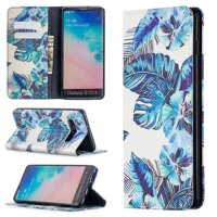 Bao Da Thiết Kế Thời Trang Tiện Lợi Cho Samsung Galaxy S10 Plus S10  S10E - 4-Blue leaf,Samsung S10E  5.8