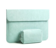 BAO DA, TÚI DA, CẶP DA CHỐNG SỐC CHO MACBOOK, LAPTOP, SURFACE KÈM VÍ ĐỰNG PHỤ KIỆN - MÀU XANH BẠC HÀ - Macbook Pro 14 inch 2021