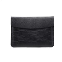 Bao da, túi da, cặp da chống sốc cho macbook, laptop - Đen Da trơn - IPAD 12. 9 INCH