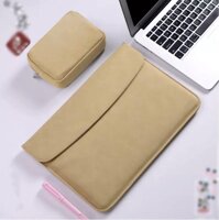 BAO DA, TÚI DA, CẶP DA CHỐNG SỐC CHO MACBOOK, LAPTOP, SURFACE KÈM VÍ ĐỰNG PHỤ KIỆN - Vàng - Macbook Pro 15 inch đời 2019 - 2020