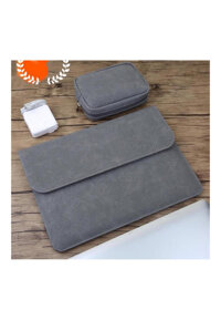BAO DA, TÚI DA, CẶP DA CHỐNG SỐC CHO MACBOOK, LAPTOP, SURFACE KÈM VÍ ĐỰNG PHỤ KIỆN - Xám - Ipad 12.9 inch