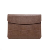 Bao da, túi da, cặp da chống sốc cho macbook, laptop - Nâu da trơn - IPAD 12. 9 INCH