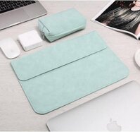 Bao da, túi da, cặp da chống sốc cho macbook, laptop, surface kèm ví đựng phụ kiện  - Xanh Bạc Hà - Macbook Air 13.3 inch 2018