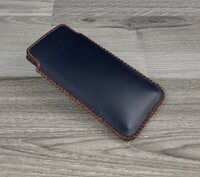 bao da túi rút iphone 11 da bò màu xanh