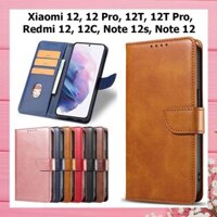 Bao da Xiaomi 12, 12 Pro, 12T, 12T Pro, Redmi 12, 12C, Note 12s, Note 12 Pro 4G (5G) kiểu ví, có nắp gập, ngăn đựng thẻ