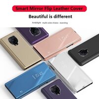 Bao da Xiaomi Ốp lưng điện thoại dạng gương Xiaomi Redmi Note 9s Note9s vỏ BẢO VỆ Clear Mirror View Flip Leather Case Stand holder Hard shell Cover