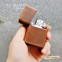 Bao da zippo da thật handmade làm theo yêu cầu, khâu thủ công, nhiều màu, nhiều mẫu (không gồm bật lửa)