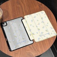 Bao Đựng Bút Chì Funda Cho IPad Air 6 Ốp Lưng IPad 10th Gen Air 5th 4th 10.9 Pro 11 2020 IPad 10.2 7th 9th 8th Vỏ Hoa Xanh