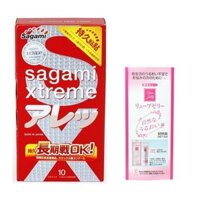 Bao Gai Kéo Dài Thời Gian Sagami Feel Long Nhật Bản Hộp 10 Chiếc - Không Mùi Cao Su - Chống Xuất Tinh Sớm - Tặng Kèm Gel Jex - Che Tên Sản Phẩm