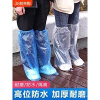 Bao giày đi mưa dùng một lần, chống thấm nước, không trượt, nhựa trong suốt, dày, chống mài mòn, bao chân chống mưa, ống cao, ống dài