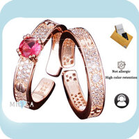 Bao gồm chứng chỉ GRA |Cặp đôi Nhẫn cặp đôi 18K Vàng hồng Bộ nhẫn mở đầu bầu trời đầy sao