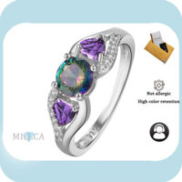 Bao gồm chứng chỉ GRA |Nhẫn Nữ Cá Tính Đôi Hình Trái Tim Kẻ Sọc Nhiều Màu Sắc Kim Cương Cây Mây Nhẫn