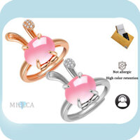 Bao gồm chứng chỉ GRA |Nhẫn Nữ 18K Vàng Hồng Đơn Giản Dễ Thương Micro Kim Cương Giả Thỏ Mở Nhẫn