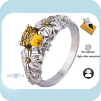 Bao gồm chứng chỉ GRA |Nhẫn Nữ Bạch Kim Mới Vàng Kim Cương Công Chúa SUNFLOWER Nhẫn