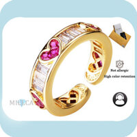 Bao gồm chứng chỉ GRA |Nhẫn Nữ Vàng 18K Sáng Tạo Kim Cương Hình Trái Tim Moissanite Mở Nhẫn