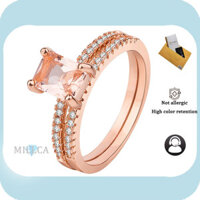 Bao gồm chứng chỉ GRA |Nhẫn nữ 18K Vàng hồng Đơn giản Phù hợp với mọi trận đấu Nhẫn Moissanite vuông