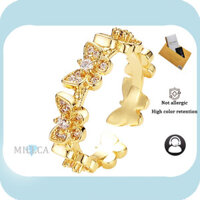 Bao gồm chứng chỉ GRA |Nhẫn nữ Nhẫn hình bướm kim cương mịn mạ vàng 18K