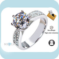 Bao gồm chứng chỉ GRA |Nhẫn Nữ Bạch Kim Cổ Điển Sáu Móng Vuốt 3 Karat Moissanite Nhẫn