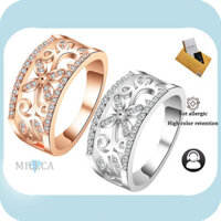 Bao gồm chứng chỉ GRA |Nhẫn nữ Thời trang mới Moissanite Nhẫn cỏ bốn lá rỗng