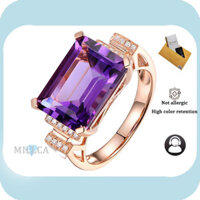 Bao gồm chứng chỉ GRA |Nhẫn Nữ Vàng Hồng 18K Tinh Chế Kim Cương Giả 7 Karat Nhẫn Thạch Anh Tím