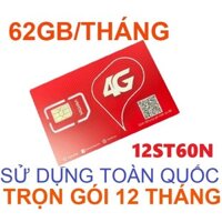 [BẢO HÀNH 1 NĂM] SIM 4G VIETTEL 12ST60N TẶNG 2GB TỐC ĐỘ CAO MỖI NGÀY - SIM NGHE GỌI NẠP TIỀN RIÊNG