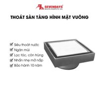 [BẢO HÀNH 10 NĂM] Thoát Sàn Ngăn Mùi SEVENDAYS Tàng Hình Mặt Vuông Size 10 mã SCV-10UM-X, SCV-10UL-X