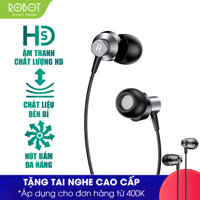 [Bảo Hành 12 tháng 1 đổi 1] Tai Nghe có dây  jack 3.5mm ROBOT RE240 vỏ kim loại chống rối  giảm tiếng ồn Nghe nhạc và đàm thoại  Tương thích với các dòng Android IOS  - Hàng chính hãng LazadaMall