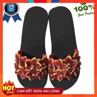 (Bảo Hành 12 Tháng) Dép nữ quai ngang đính hoa đỏ cao 10cm hàng nhà gia công bao xài