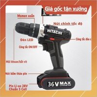 [BẢO HÀNH 12 THÁNG]  Máy Khoan Hitachi 36V 3 chức năng, Khoan Pin Bắt Vít Kèm Bộ Phụ Kiện 24 Món LỖI 1 ĐỔI 1