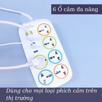 [Bảo hành 12T] Ổ Cắm Điện 6 Lỗ Có Cổng Sạc USB,Thông Minh 2200w Dây Dài Có Cổng USB Tiện Lợi An Toàn