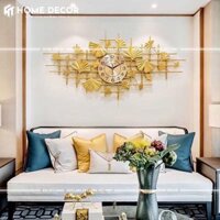 (Bảo hành 5 năm) Đồng hồ treo tường Vàng Gold, đòng hồ treo tường kết hợp tranh decor