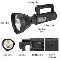 [Bảo Hành 6 Tháng] Đèn pin siêu sáng chiếu xa 1000M W590 W591 sáng 4 đến 6 giờ - Đèn pin kiêm sạc dự phòng pin 8000mAh