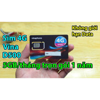 [Bảo Hành Hãng Vinaphone 12 Tháng] Sim 4G Vinaphone D500 5GB tháng trọn gói 1 năm miễn phí