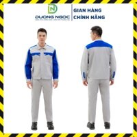 Bảo Hộ Lao Động Quần Áo Công Nhân Nam Nữ Đồng Phục BHLĐ Vải Pangrim 2721 Màu Ghi Phối Xanh, Có Khoá Kéo, Phản Quang PR03