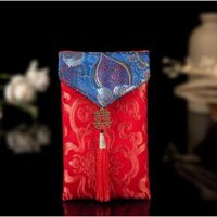 Bao Lì Xì Vải Gấm Nhiều Hoa Văn Cao Cấp Cưới Hỏi, Nạp Tài,Ngày Tết kiểu đứng - Ngọc Bích Xanh