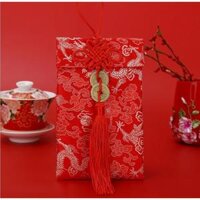Bao Lì Xì Vải Gấm Nhiều Hoa Văn Cao Cấp Cưới Hỏi, Nạp Tài,Ngày Tết kiểu đứng - Tiền Đồng-Rồng