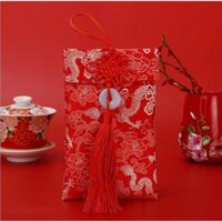 Bao Lì Xì Vải Gấm Nhiều Hoa Văn Cao Cấp Cưới Hỏi, Nạp Tài,Ngày Tết kiểu đứng - Ngọc Bội-Rồng