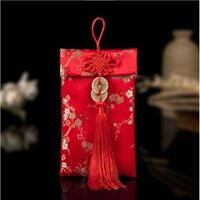 Bao Lì Xì Vải Gấm Nhiều Hoa Văn Cao Cấp Cưới Hỏi, Nạp Tài,Ngày Tết kiểu đứng - Tiền Đồng-Hoa Mai