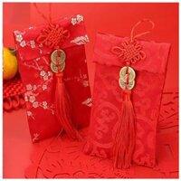 Bao Lì Xì Vải Gấm Nhiều Hoa Văn Cao Cấp Cưới Hỏi, Nạp Tài,Ngày Tết kiểu đứng - Tiền Đồng-trơn