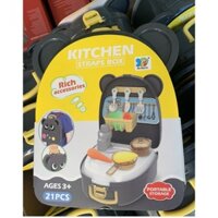 Bao lô gấu Kitchen đồ chơi nấu ăn cho bé chất liệu nhựa an toàn
