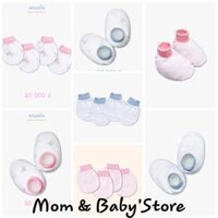 Bao tay bao chân bo MIOMIO  bao tay giá 2 đôi, bao chân giá 1 đôi - 1 set,Sọc xanh