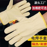 bao tay hàn chịu nhiệt Găng tay lái xe hàn bền cách nhiệt thợ hàn đốt hàn bảo hiểm lao động găng tay bảo hộ dày da bò bền găng tay ngắn găng tay hàn hồ quang bao tay da hàn
