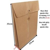 Bao thư quấn dây xi măng A4 25x35x5cm - bìa túi giấy kraft quấn dây ĐÁY 5CM