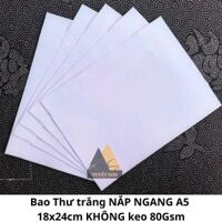 Bao Thư trắng NẮP NGANG A5 18x24cm KO keo 80Gsm