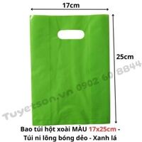 Bao túi hột xoài MÀU 17x25cm - túi PE màu ni lông bóng dẻo nhiều màu                         &nbsp(&nbspXanh lá&nbsp)