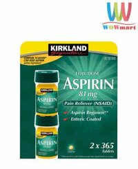 Bảo vệ tim mạch, ngăn ngừa đột quỵ Kirkland Low Dose Aspirin 81mg 2x 365 viên