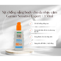 [Bảo vệ toàn diện] Xịt chống nắng Garnier Ambre Solaire Sensitive Expert SPF 50+ dùng toàn thân tuýp 150ml